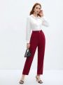 SHEIN BIZwear Ladies' Solid Color Slim Fit Cropped Pants