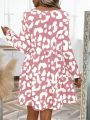SHEIN LUNE Leopard Printed Ruffle Hem Dress