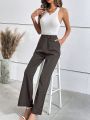 SHEIN Essnce Women's Solid Color Suit Pants