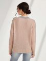 SHEIN Essnce Chevron Pattern Drop Shoulder Sweater