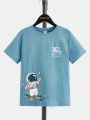 SHEIN Kids EVRYDAY Boys Astronaut & Slogan Graphic Tee