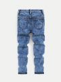 SHEIN Tween Boy Letter Patched Jeans