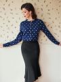 SHEIN DECDS Polka Dot Pattern Button Front Cardigan