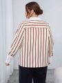 SHEIN Essnce Plus Size Striped Long Sleeve Shirt