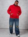 SHEIN Men'S Plus Size Knitted Casual Hoodie