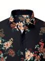 Men's Flower Printed Long Sleeve Shirt