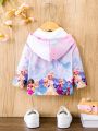 Baby Girl Cartoon Printed Zipper Front Hooded Jacket