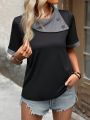 Women's Contrast Color Short Sleeve T-shirt