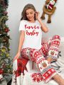 Christmas Print Tee & Pants PJ Set