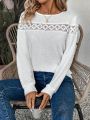 Solid Color Lace Spliced Sweatshirt