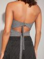 Luxe Flap Pocket Buckle Back Halter Top