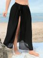 SHEIN Swim Basics Plus Solid Tie Side Cover Up Skirt