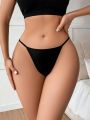 3pcs Women's Solid Color Thong Panties