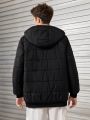 SHEIN Teen Boy Slant Pocket Zip Up Hooded Puffer Coat