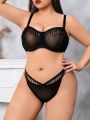 Plus Size Sexy Sheer Mesh Lingerie Set