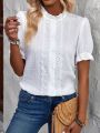 Women's Solid Color Lace Patchwork Shirt