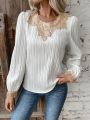 SHEIN Frenchy Women's Round Neck Lace Splicing Casual Fashion Shirt