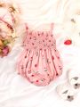 Baby Cherry & Strawberry Print Shirred Cami Bodysuit