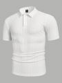 Manfinity Homme Men's Solid Color Knitted Casual Short Sleeve Polo Shirt