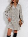 SHEIN LUNE Lantern Sleeve Shirt Dress