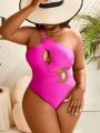 SHEIN Swim BAE Plus Size Women'S One Shoulder Hollow Out One Piece Swimsuit