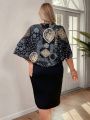 Plus Size Women'S Loose Fit Batwing Sleeve Dress With Paisley Pattern