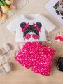 Infant/toddler Girls' Cool And Fashionable Short Sleeve T-shirt And Shorts Set