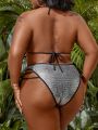 SHEIN Swim SXY Plus-Size Metallic Hollow Out One-Piece Swimsuit Set