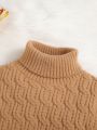 SHEIN Kids QTFun Girls' Cute Slim Fit Turtleneck Pullover Sweater With Long Sleeves