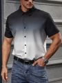 Extended Sizes Men Plus Ombre Button Up Shirt