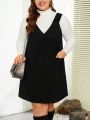 SHEIN LUNE Plus Size Solid Color Overall Dress