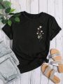 Girls' Floral Print Short Sleeve T-Shirt For Tween