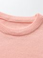 Girls' Letter Embroidery Sweater With Ruffle Hem, For Tweens