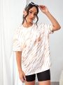 SHEIN Tie Dye Drop Shoulder Sports Tee