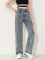 SHEIN Teen Girl Slant Pocket Straight Leg Jeans