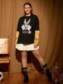 LOONEY TUNES X SHEIN Plus 1pc Cartoon & Letter Graphic Drop Shoulder 2 In 1 Tee