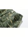 Teenage Boys' Vintage Camouflage Multi-pocket Wide Leg Comfortable Denim Straight Cargo Pants, Street Style