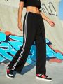 SHEIN Street Sport Women's Drawstring Waist Athletic Pants With Contrast Trim