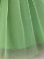 Young Girl's Floral Embroidery Mesh Ball Gown Dress For Special Occasions