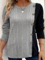 Women'S Plus Size Color Block Ribbed Tee