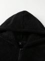 Men'S Patched Detail Hooded Fluffy Jacket