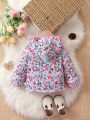 Baby Girl Allover Floral Print Fleece Lined Hooded Winter Coat