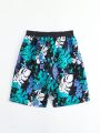 Teen Boy's Tropical Printed Drawstring Waist Beach Shorts