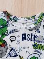 SHEIN Kids EVRYDAY Boys Letter & Dinosaur Print Tee