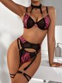 Wild 5pcs/Set Zebra Print Sheer Mesh Perspective Sexy Lingerie