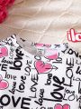 SHEIN Baby Girl Heart & Letter Graphic Tee Dress