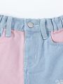 Girls' Color Block Flared Jeans Without Elasticity