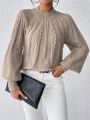 SHEIN Frenchy Cable Knit Lantern Sleeve Sweater