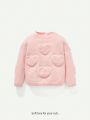 Cozy Cub Baby Girl Raglan Sleeve Heart Pattern Sweater