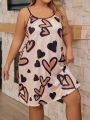 Women's Plus Size Heart Print Cami Sleep Dress